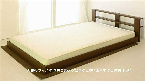 【エントリーで全品P5倍! 9/15 10時~9/19 9:59】265-04L-LD 友澤木工 オールレザーデザイン棚付ロングサイズフロアベッド ダブル(ロング) ブラウン【smtb-k】【ky】