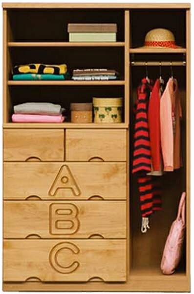 キッズ家具 ワードローブ 洋服タンス 子供部屋 子供家具 木製 無垢 日本製 完成品 送料無料 楽天 通販
