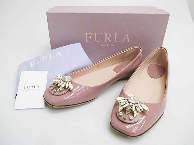 フルラ FURLA ビジュー付き レザー パンプス フラット シューズ 38ピンク系 ブランド古着ベクトル 中古▲171107 0040 レディース 【中古】【ベクトル 古着】 171107 プリマベーラ