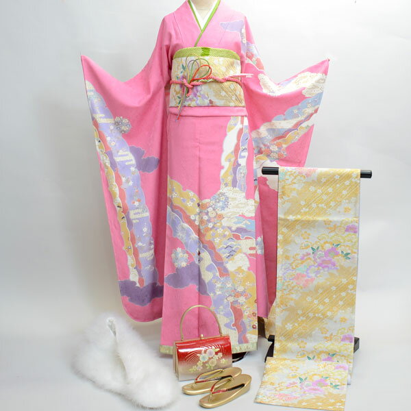 振袖フルセット 正絹着物 ★百花繚乱★7日間レンタル★小物まですべて揃う20点一式★成人式、結婚式、結納にどうぞ!(株)安田屋 j240839299