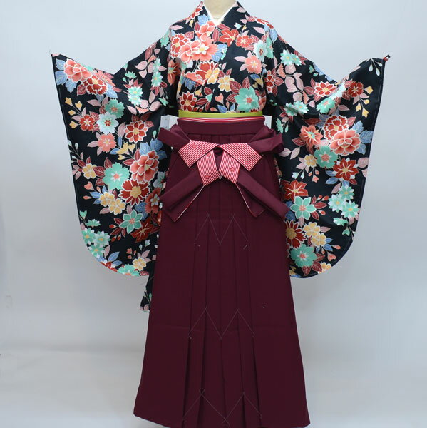 着物袴セット ジュニア用へ直し144cm~150cm 古都小町 紐柄無地袴 卒業式にどうぞ! 新品 (株)安田屋 w204394304