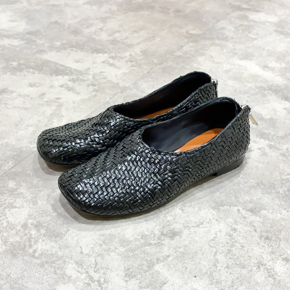 Lemargo [レマルゴ]スクエアトゥメッシュデザインレザーシューズ20S DN03A ブラック本革 / インポート / 歩きやすい / ローヒール /