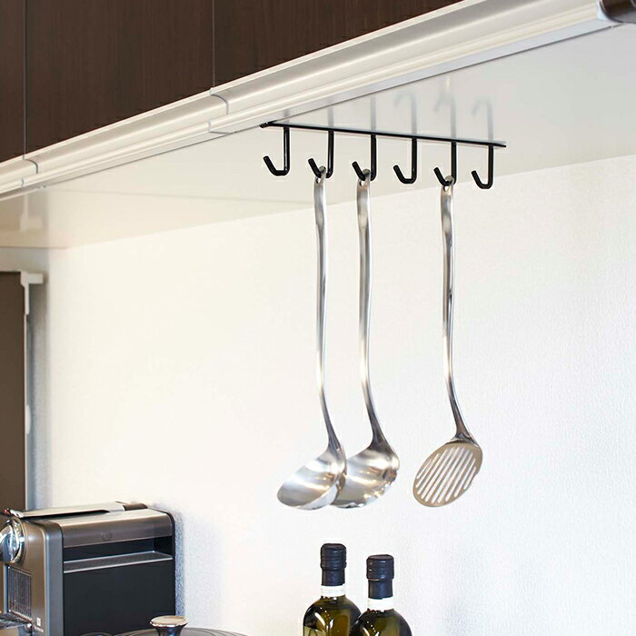 戸棚下ツールフック タワー 6連 ホワイト ブラック 7117 7118 山崎実業 tower フック 吊り下げ収納 キッチンツール キッチン 収納 yamazaki