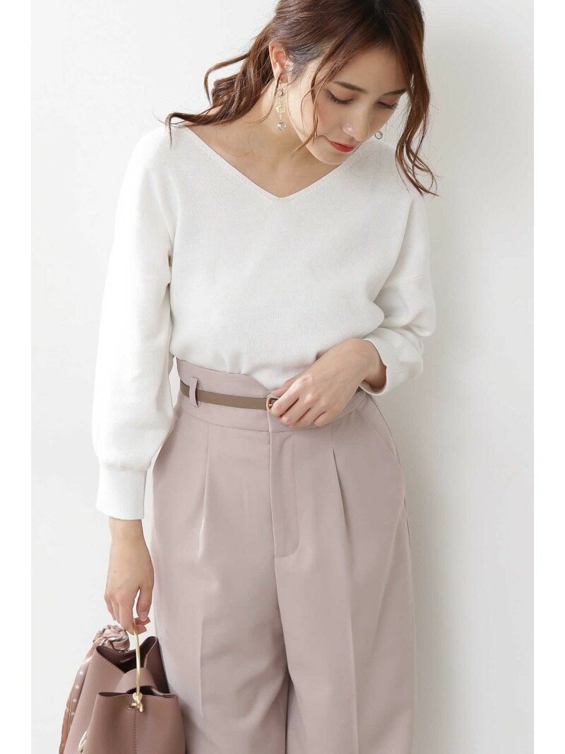 【SALE／30%OFF】PROPORTION BODY DRESSING ◆7分袖Vネックドルマンニット プロポーションボディドレッシング ニット ニットその他 ブルー グレー ホワイト ピンク【送料無料】