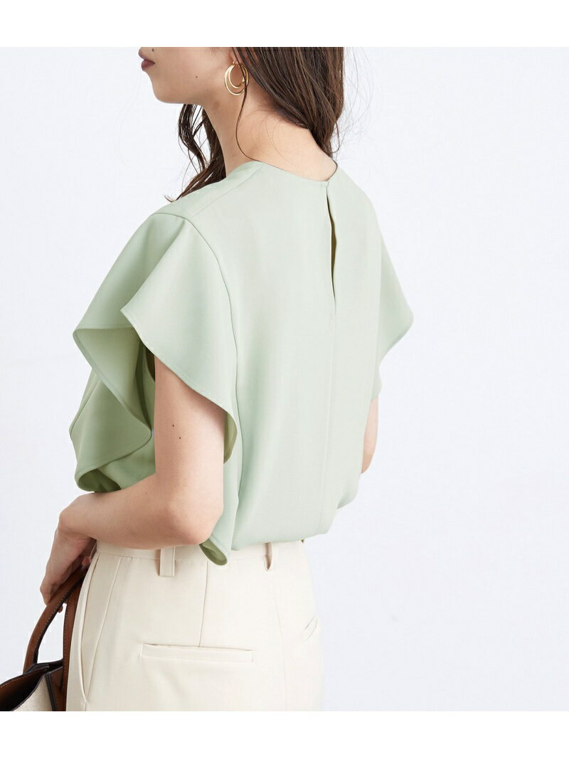 【SALE／10%OFF】ADAM ET ROPE' 【WEB限定】フレアスリーブブラウス アダムエロペ シャツ/ブラウス シャツ/ブラウスその他 ブラック ベージュ グリーン ブルー【送料無料】