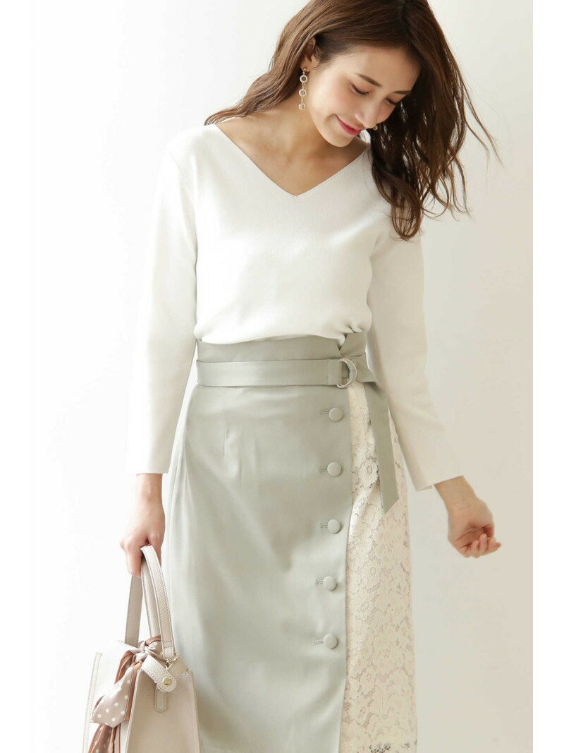 【SALE／50%OFF】PROPORTION BODY DRESSING ◆袖パールVネックニット プロポーションボディドレッシング ニット ニットその他 ホワイト パープル ネイビー