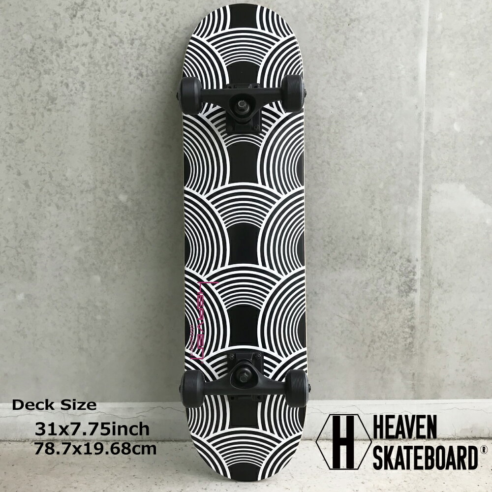 スケートボード コンプリート31x7.75inchHEAVEN SKATEBOARD スケボー完成品カナディアンメイプル100％ ハイクオリティJASA加盟 初心者から上級者まで対応大人気復刻版　GEOMETORY_K訳あり 特別価格入荷時にわずかなキズのため