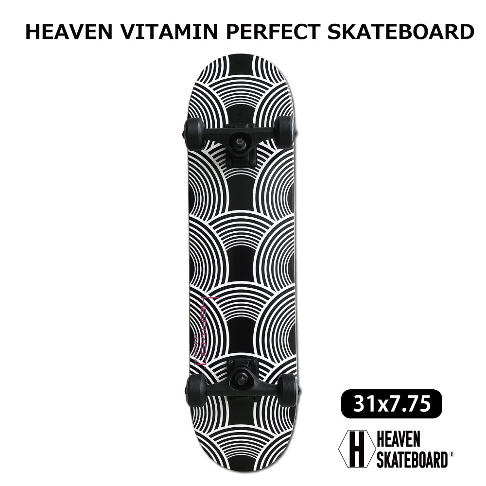 スケートボード コンプリート31x7.75inchHEAVEN SKATEBOARD スケボー完成品カナディアンメイプル100％ ハイクオリティJASA加盟 初心者から上級者まで対応大人気復刻版　GEOMETORY_K訳あり 特価入荷時にわずかなキズ