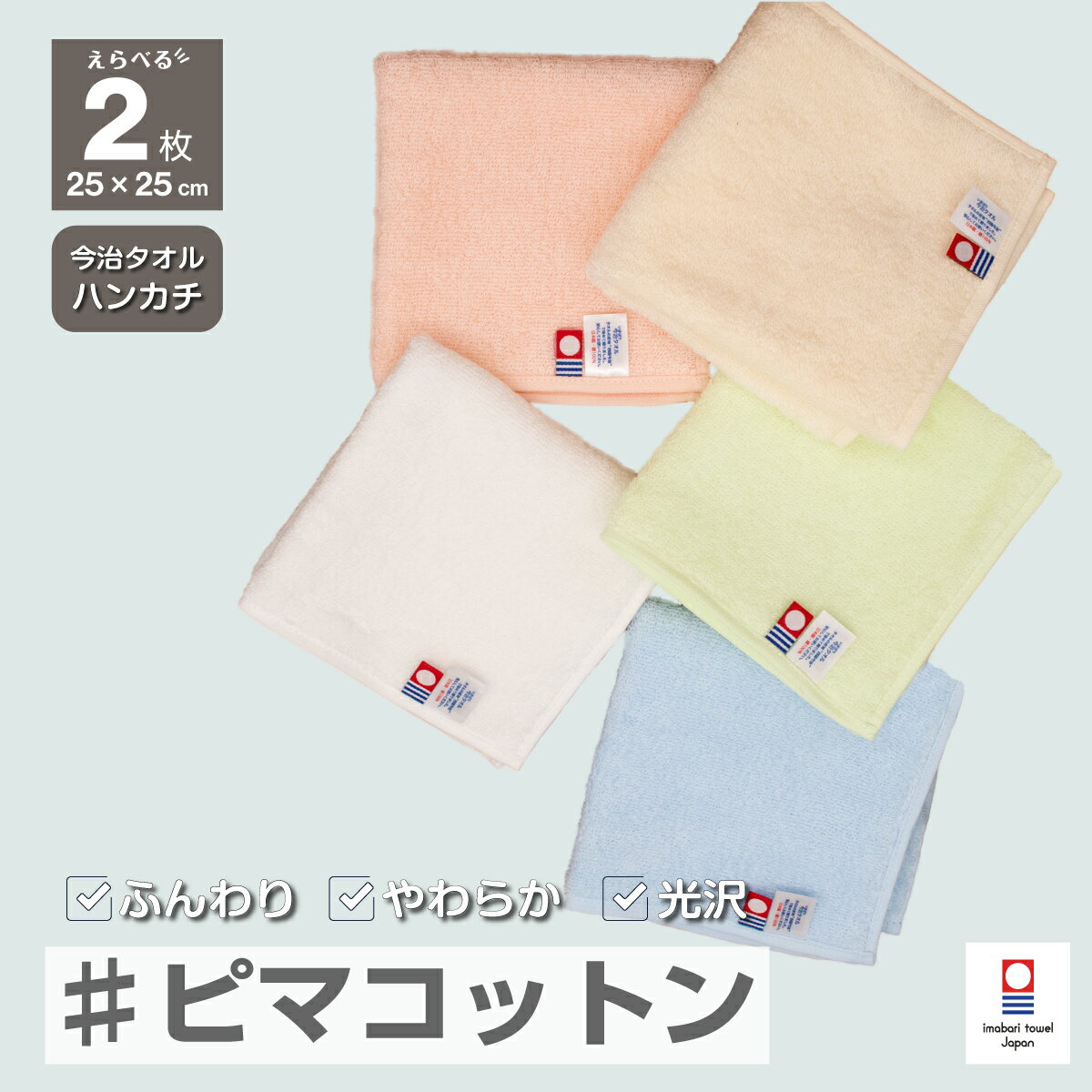 ラッピング 無料 今治タオル ハンドタオル 2枚セット ピマコットン タオルハンカチ 25×25cm 卒園 卒業 たっぷり 吸水 無地 おしゃれ 推し色 夏 吸汗 ユニセックス まとめ買い 選べる 吸水 男女兼用 メール便 送料無料 プレゼント