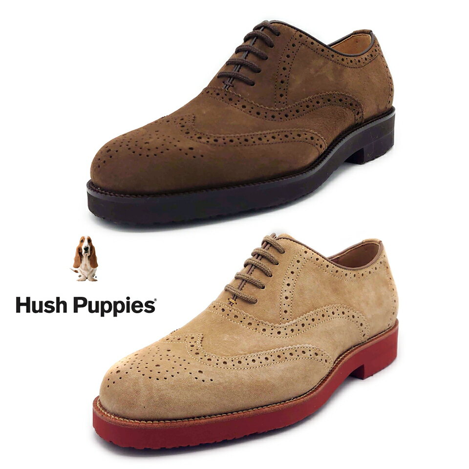 Hush Puppies ハッシュパピー メンズ カジュアルシューズ M-121T ウイングチップ　リニューアル　靴　ビタチョコ　ホーン 定番 撥水 スエード