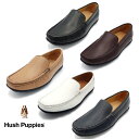 Hush Puppies ハッシュパピー メンズ スリップオン M-7104T 靴 軽量 クールビズ ドライビング モカシン ジャケパン ブラック ダークブラウン オーク ネイビー ホワイト