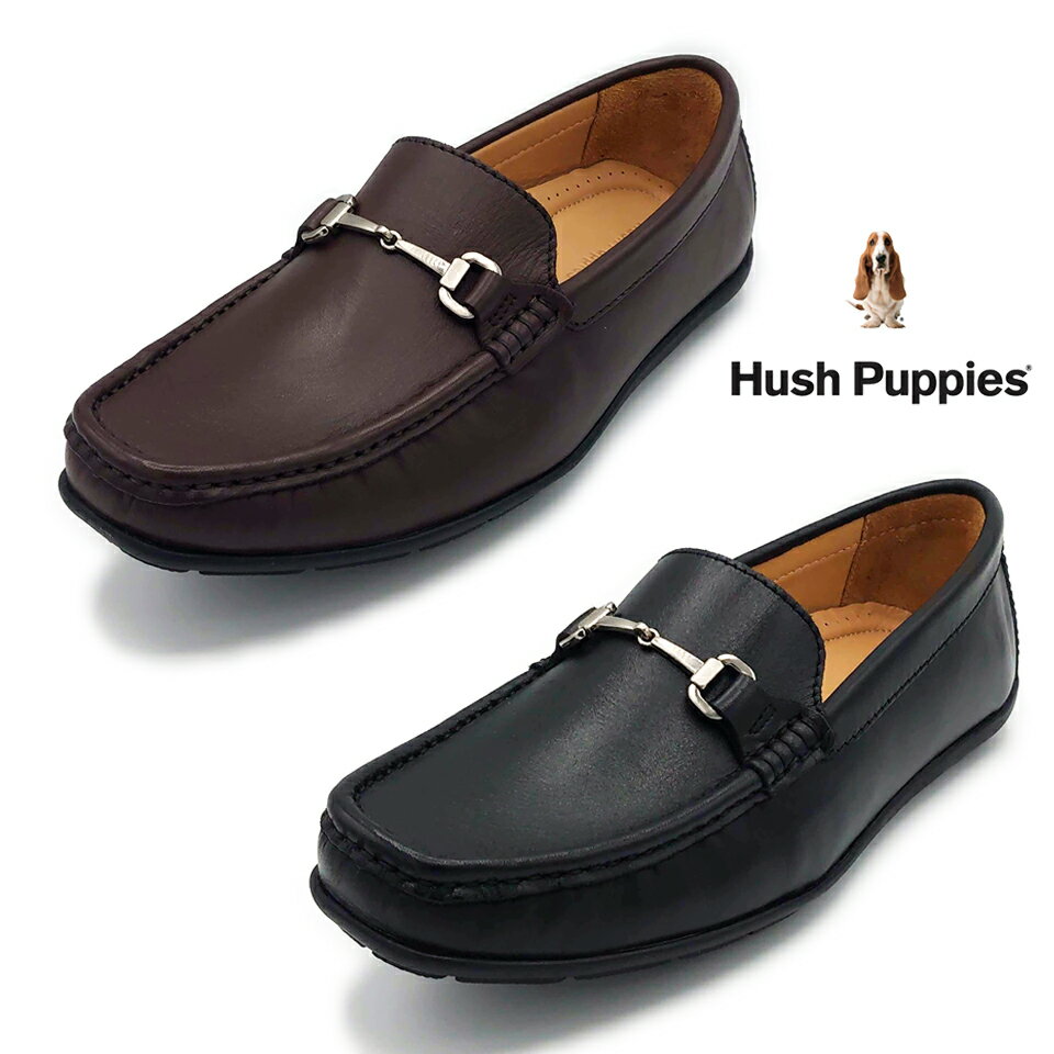 Hush Puppies ハッシュパピー メンズ スリップオン M-7116T 靴 軽量 クールビズ ドライビング モカシン シューズ ジャケパン メンズシューズ メンズスリッポン スリッポンシューズ メンズローファー 黒い靴 メンズ靴 ビットローファー メンズ 紳士靴 ブラック ダークブラウン