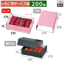 いちご用サービス箱 イチゴ2Pサービス箱 ピンク 170×232×75(mm) 300g2パック「200箱」