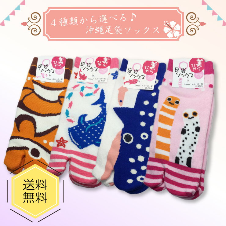 沖縄限定┃美らピカ足袋ソックス♪キュートなご当地靴下【送料無料】スニーカー丈siz23-25cm【クマノミ・ジンベイザメ・チンアナゴ】お土産 プチギフト 贈り物