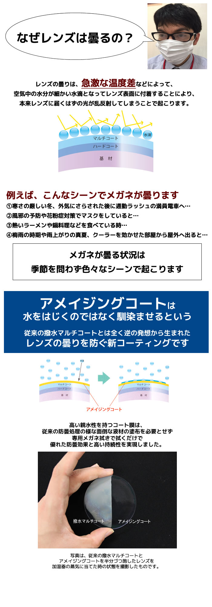 【レンズ交換用レンズ2枚1組】曇りにくいレンズ アメイジングコートレンズ 1.67[送料無料]