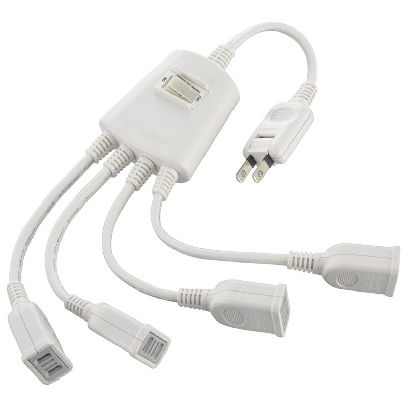 電源分配コード 4個口 集中スイッチ付 0.2m OHM 00-1985 HS-TP4C10V3-W 【送料無料】