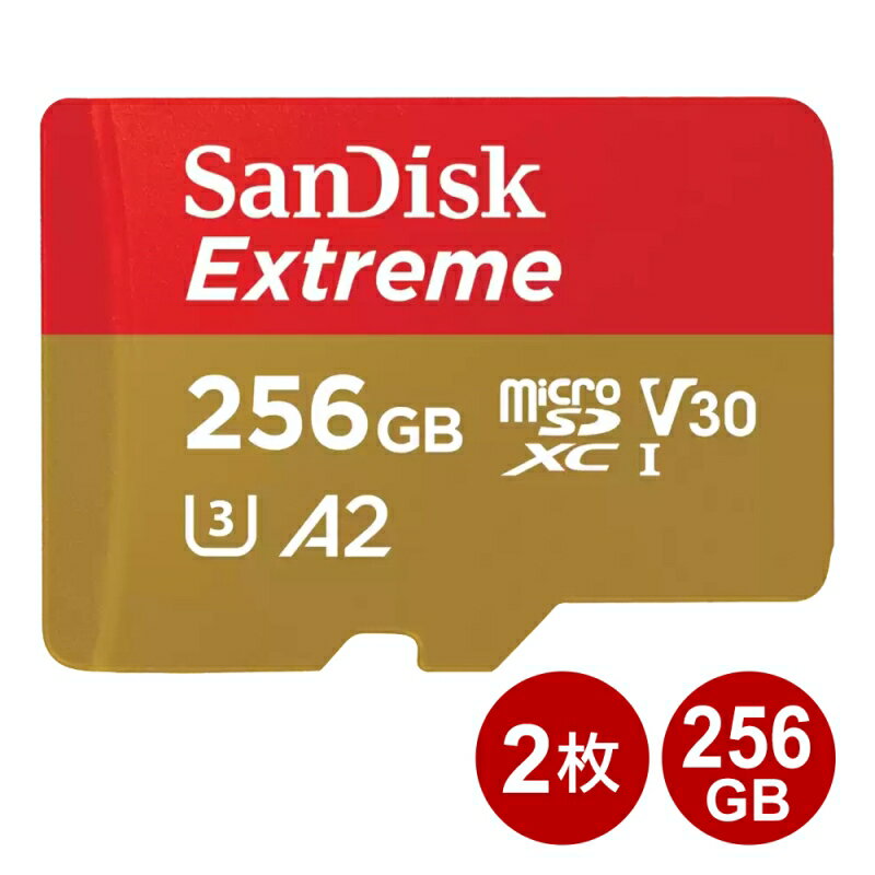 サンディスク microSDXCカード 256GB 2枚セット EXTREME UHS-1 U3 V30 A2 190MB/s SDSQXAV-256G-GN6MN-2P SanDisk マイクロSD microSDカード 海外リテール 【送料無料】