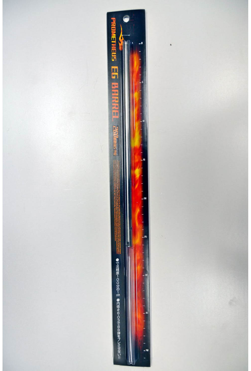 ライラクス・プロメテウス製電動ガン用インナーバレル 長さ：260mm 内径：6.03mm カスタム後は必ずジュール値・弾速チェックを行ってください。 銃刀法改正により規制値0.989ジュールを超える場合、処罰の対象となります。 また測定値は季節や時間帯、HOP調整具合、銃の特性等により値のバラツキが必ずあります。 ある程度の余裕を持ったジュール値でエアガンをご使用ください。