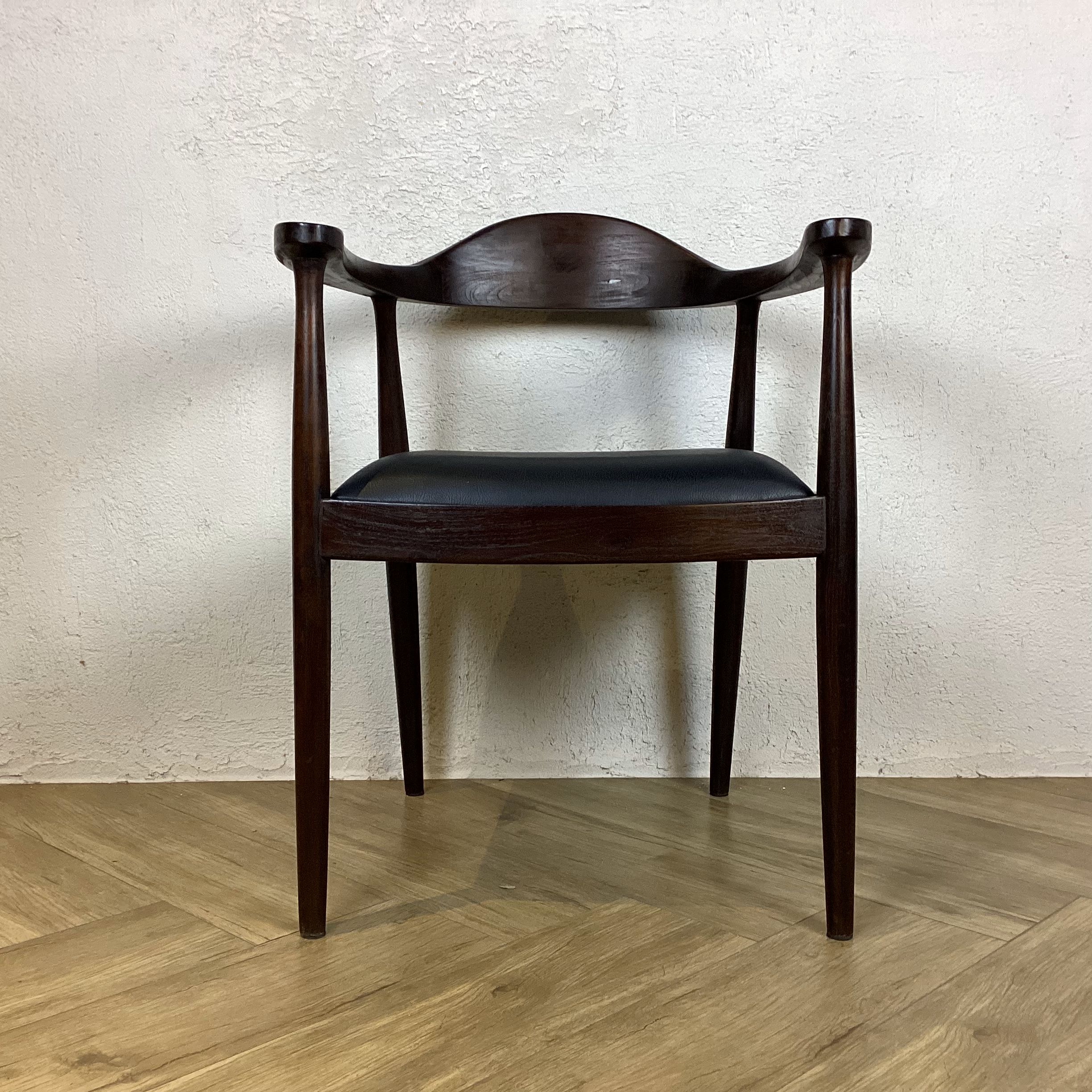 アンティーク調 アームチェア チーク 北欧スタイル リビングチェア ダイニングチェア ウォルナット色