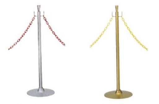 フロアガイドポール/チェーンタイプ（シルバーメタリック）1本 安全 整列 案内 ポール アピール 告知 パチンコ備品 送料無料ブルー・レッド