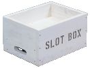 カラーSLOT BOX1500枚用 (ホワイト) 1個 木製箱 スロットメダル演出 積み重ね演出 側面英数字印字 パチンコ備品 送料無料