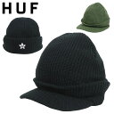 ハフ キャップ メンズ 【冬物セール開催中！】HUF ツバ付き ニットキャップ ハフ メンズ レディース ニット帽 ストリート ブランド バイザー ビーニー ロゴ スター 帽子 男女兼用 秋 冬 かっこいい おしゃれ