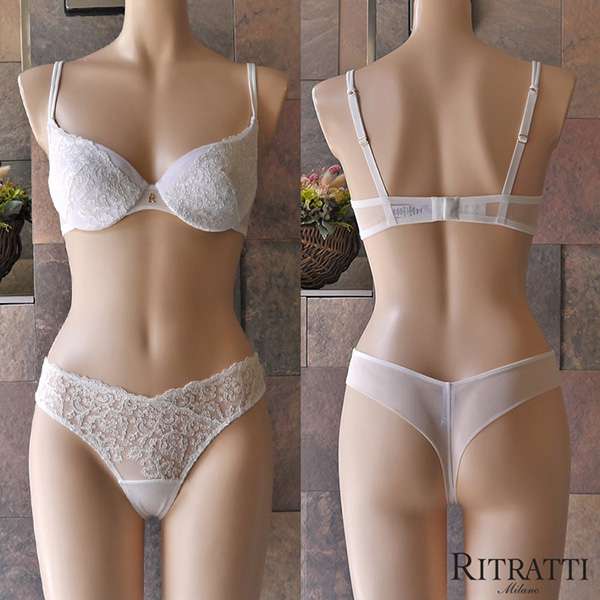 【送料無料】【RITRATTI(リトラッティ)】イタリア、輸入、高級レース、チュール、セクシー、気分アップ、可愛い、プレゼント、誕生日、バレンタイン、クリスマス、アイボリー、パテット、ソフトエア、カップブラ/タンガ