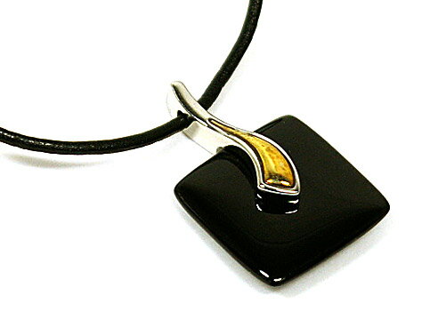 MORELLATO 2909CIONDOLO 1POINT GOLD ONYX SQUARE TOP NECKRACE FUSIONコレクションモレラート ワンポイントゴールドオニキス スクエアトップ ネックレスステンレス・スティール×オニキス×18KYG×レザー