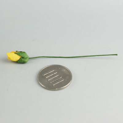 バラつぼみ　装飾用造花【花】枝付きバラつぼみ・黄色Sサイズ【5本セット】つぼみ・小さなサイズアジアン雑貨販売