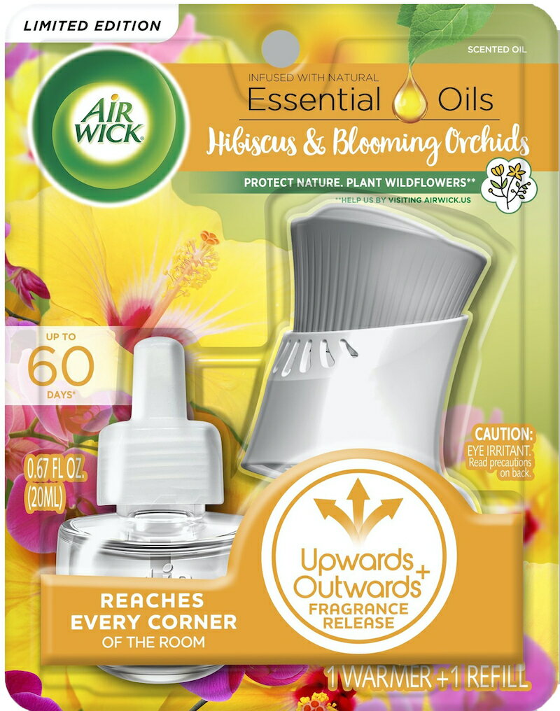 送料無料 芳香剤 部屋 お部屋の芳香剤 部屋用 AIR WICK Scented Oil Warmer Hibiscus & Blooming Orchids エアウィック オイルウォーマー本体セット ハイビスカス ハワイの香り プラグイン HAWAII アメリカ 芳香剤 本体とリフィルのセット 玄関 リミテッド スタータキットのサムネイル