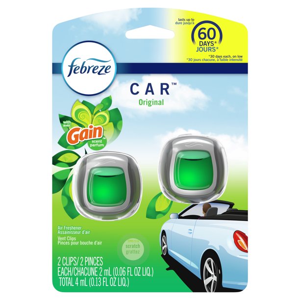 送料無料 車の芳香剤 車用 アメリカの芳香剤 エアーフレッシュナー febreze ファブリーズ gain GAIN ゲイン Gainオリジナルの香り エアコン アメリカ 芳香剤 カーフレッシュナー 2個セット CAR vent clipsのサムネイル