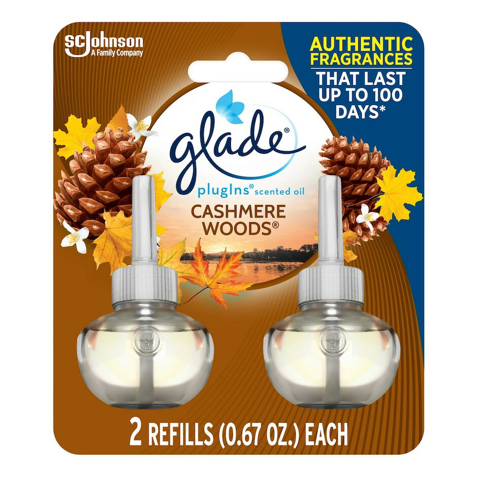 送料無料 glade グレード 芳香剤 部屋 プラグイン リフィル 詰替用2個入り CASHMERE WOODS アメリカ 芳香剤 カシミヤウッド お部屋の芳香剤 芳香剤 部屋用 クリスマス # AIR WICK