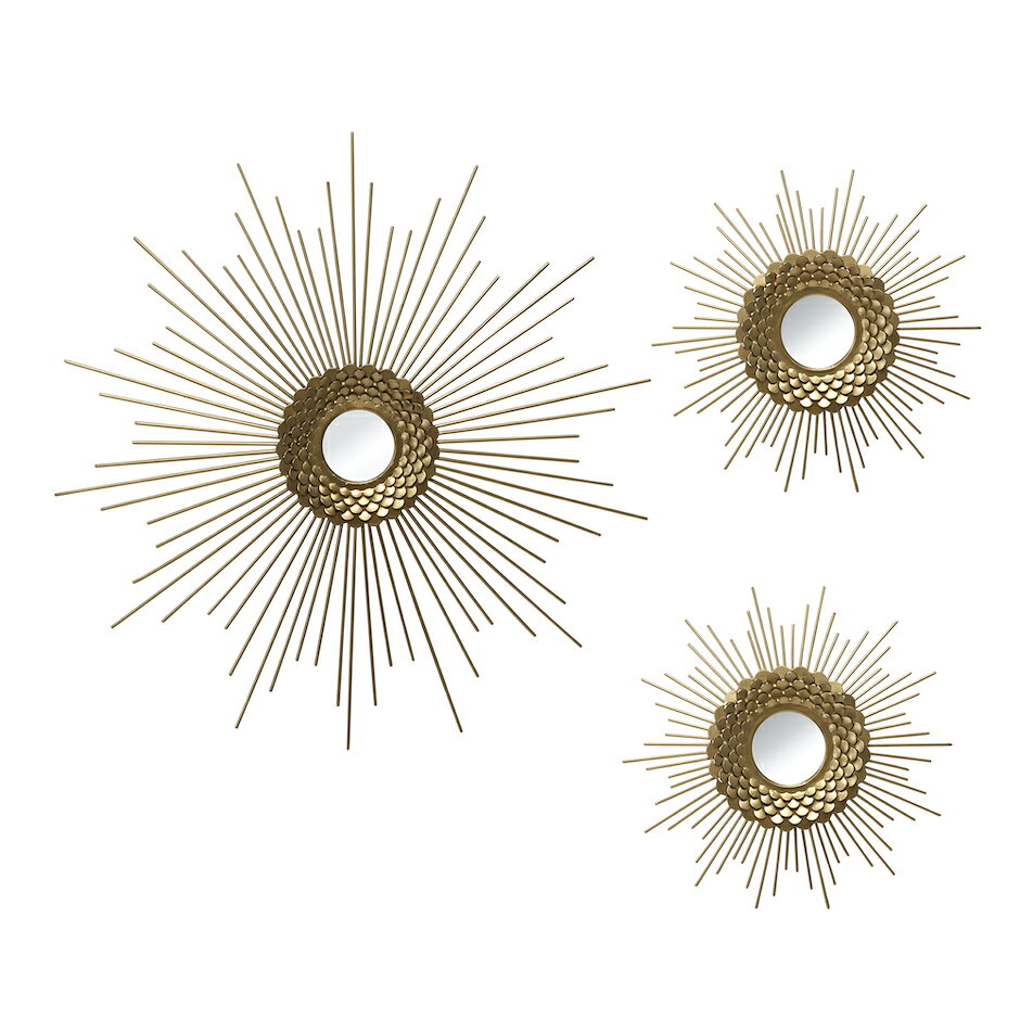 ウォールミラー 輸入家具 輸入鏡 壁掛け HOME DECOR WALL MILLOR 3個セット おしゃれ 鏡 インテリア 壁飾りゴールド Stratton 輸入ウォールミラー 輸入住宅 高級 アメリカ [2]