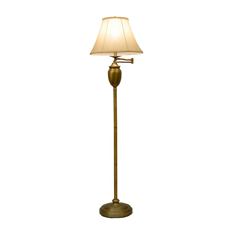 送料無料 輸入ランプ フロアランプ FLOOR LAMP 輸入家具 Decor Therapy Swing Arm Floor Lamp Antique Brassアンティーク スイングアーム フロアスタンド リビング ベルランプ アメリカ