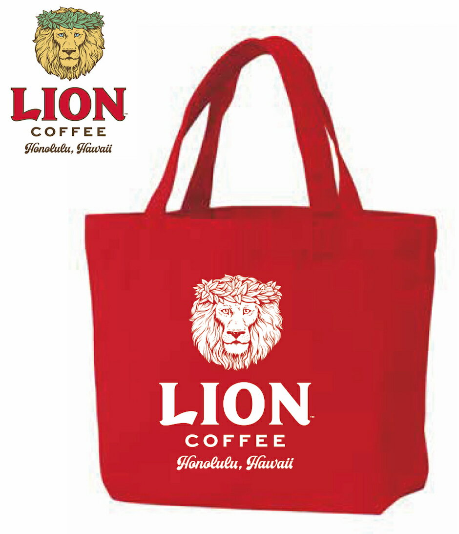 送料無料 ハワイ ライオンコーヒー ミニトートバッグ エコバッグ トートバッグ 赤 白 ナチュラル ハワイお土産 ハワイアン雑貨 アメリカ雑貨 ハワイ雑貨 アメリカン雑貨 軽量 おしゃれ かわいい LION COFFEEのサムネイル