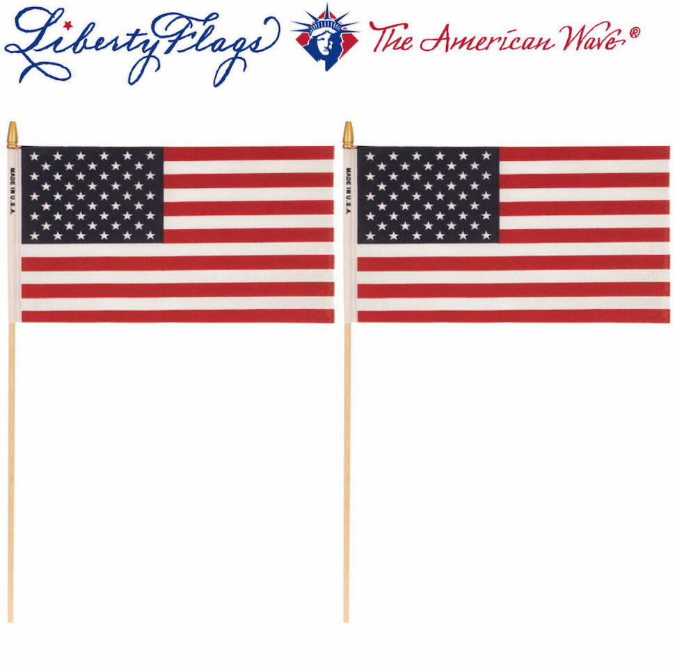 送料無料 星条旗 LIBERTY FLAGS USA FLAGS TWO 12x18inc ハンドフラッグ アメリカ国旗 2本入り フラッグ 旗 米国製 30x45cmMade in USA