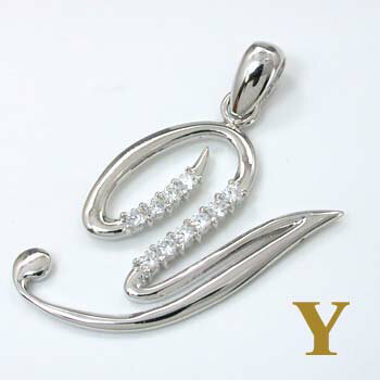 K18WG 天然ダイヤイニシャルペンダントヘッド「Y」typeAA