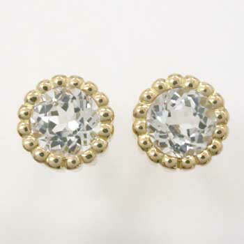 黄玉 - 最短翌日 クーポンで大割引 K18ゴールド　ホワイトトパーズピアス(太さ0.9mmx長さ10mm芯・シリコンキャッチ付)