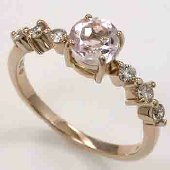 K18PGモルガナイト天然ダイヤリング