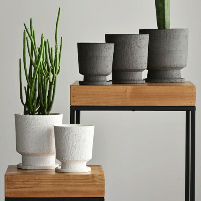 植木鉢 おしゃれ 陶器鉢 イオニアシンボトム (2色)＜ 3号 4号 5号 10cm 12cm 14.5cm 穴あり 受け皿付 ホワイト グレー 白 黒 ブラック 小さい 和風 プランター 円形 かわ