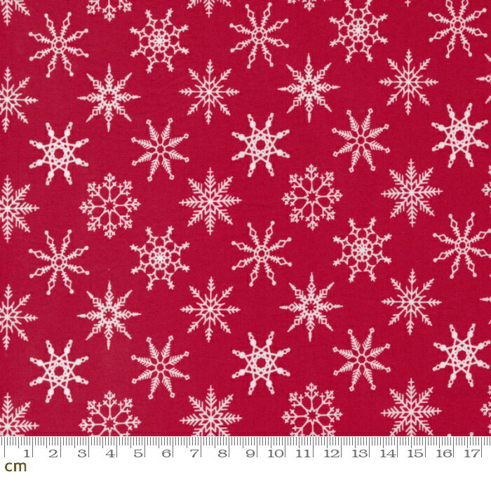 Candy Cane Lane-24123-15(2E-08) レッド 赤色 雪の結晶 結晶柄 クリスマス Xmas サンタクロース コットン100％ シーチング