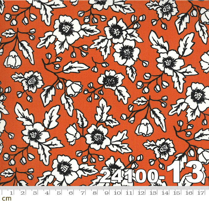 【Moda モダ】Midnight Magic 2-24100-13(2E-04) 花柄 オレンジ系 ハロウィン シック コットン100% シーチング【10cm単位販売】
