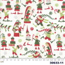 【Moda モダ】Naughty or Nice-30633-11(2E-02) ホワイト系 レッド系 グリーン系 アイテム柄 Xmas クリスマス コットン100% シーチング【10cm単位販売】(3)