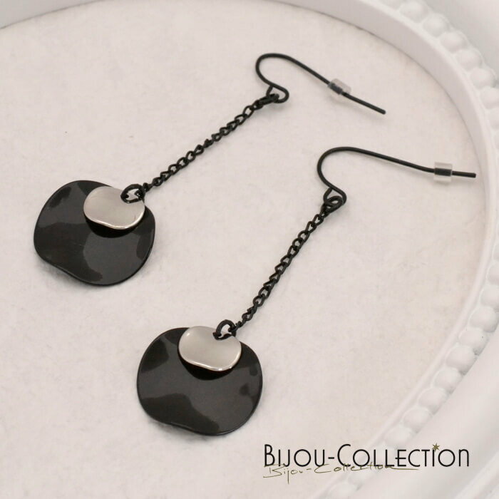 樂天商城 - 【10%OFFクーポン本日限定】ドイツ直輸入 BIJOU-COLLECTION ブラックぶら下がりピアス イヤリング交換OK