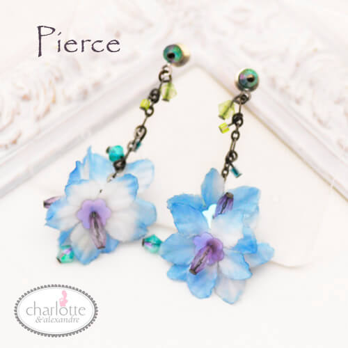 樂天商城 - フランス直輸入 charlotte&alexandre 水色フラワーぶら下がりピアス レディースジュエリー アクセサリー インポート コスチュームジュエリー パーティー 結婚式 発表会 お呼ばれ