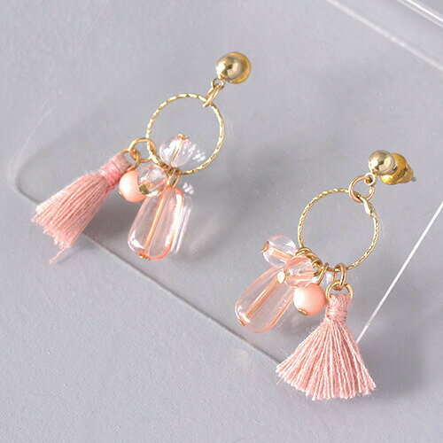 串珠 - 【20%オフクーポン】ピアス フランス製Charlotte ピンク ゴールド インポートアクセサリー おしゃれ かわいい 大人 上品 プレゼント