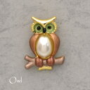 ブロンズカラー フクロウピンブローチ タックピン ブローチピン 襟 レディースジュエリー アクセサリー