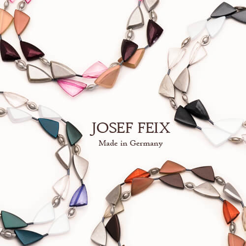 ドイツ製 JOSEF FEIX ソフト三角形フラットビーズ ロングネックレス レディースジュエリー アクセサリー インポート コスチュームジュエリー パーティー 結婚式 発表会 お呼ばれ