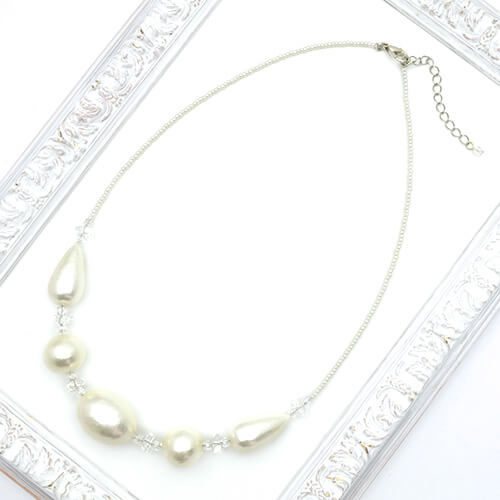 樂天商城 - ドイツ製 ネックレス レディース ホワイト 大きめビーズ リゾート インポート