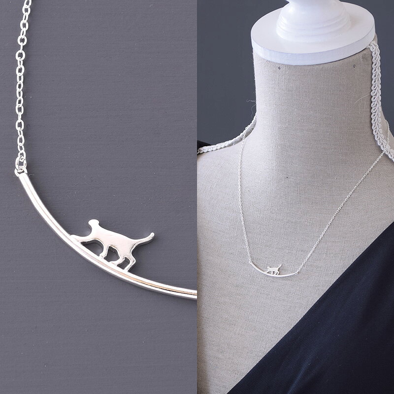 樂天商城 - ネックレス 歩く猫 かわいいねこ あずきチェーン カジュアル シンプル レディース 女性 スタイリッシュ おしゃれ かわいい